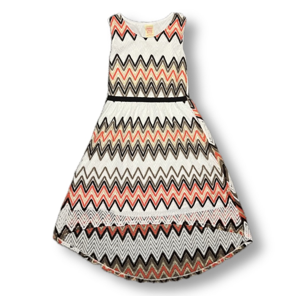 Faded Glory Kids Dress with Zigzag Pattern - Black, White, Orange